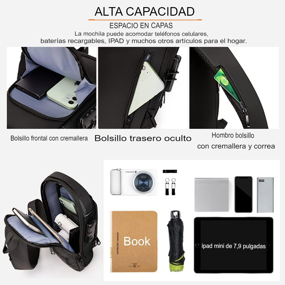 Morral Antirrobo Maleta Impermeable Bolso Cruzado Puerto Usb